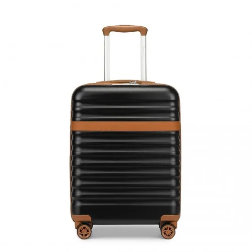 Kono 20 Inch Stylish Lightweight Hard Shell Cabin Carry-On Suitcase with TSA Lock - Black and Brown