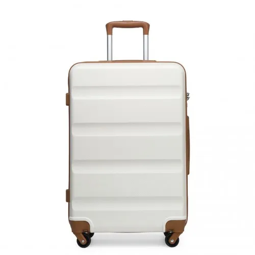 Kono 24 Inch Check-in Luggage - Streamlined ABS Hardshell Suitcase with TSA Lock - Cream