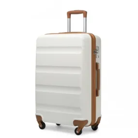 Kono 24 Inch Check-in Luggage - Streamlined ABS Hardshell Suitcase with TSA Lock - Cream