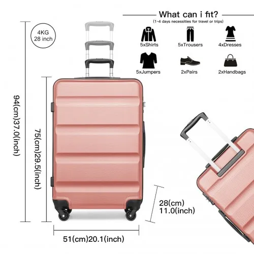 Kono 28'' Check-In Luggage - Sleek Nude ABS Hardshell Suitcase with TSA Lock