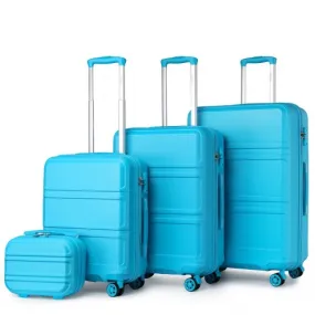 Kono 4 Piece ABS Luggage Set with Vanity Case - Durable & Stylish Travel Suitcases - Blue