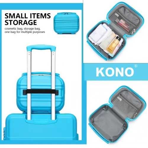 Kono 4 Piece ABS Luggage Set with Vanity Case - Durable & Stylish Travel Suitcases - Blue