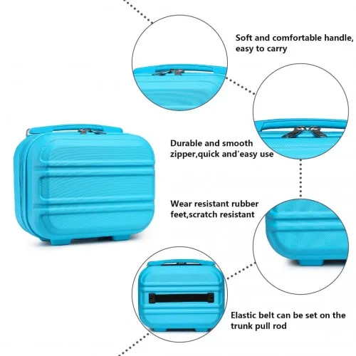 Kono 4 Piece ABS Luggage Set with Vanity Case - Durable & Stylish Travel Suitcases - Blue