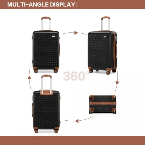 Kono 4-Piece Flexible Hard Shell ABS Suitcase Set with TSA Lock and Vanity Case - Black