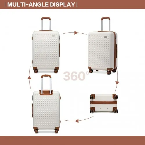 Kono 4 Piece Travel Luggage Set - Durable ABS Hard Shell, TSA Lock, Cream