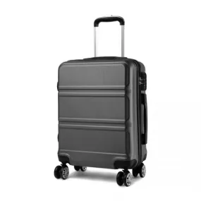 Kono ABS Sculpted Horizontal 24 Inch Suitcase - Durable & Stylish Grey Luggage