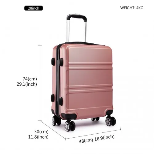 Kono ABS Sculpted Horizontal Design 3 Piece Luggage Set - Nude | Durable & Stylish Travel Suitcase Set