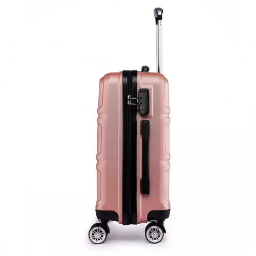 Kono ABS Sculpted Horizontal Design 3 Piece Luggage Set - Nude | Durable & Stylish Travel Suitcase Set