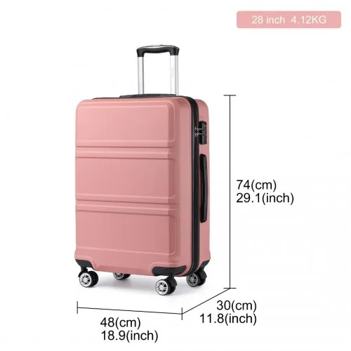 Kono ABS Sculpted Horizontal Design 3 Piece Luggage Set - Nude | Durable & Stylish Travel Suitcase Set