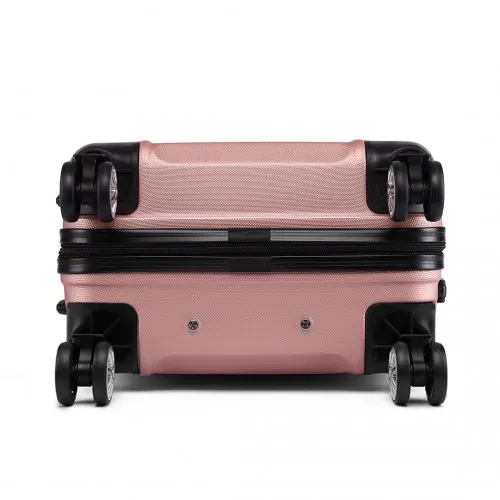 Kono ABS Sculpted Horizontal Design 3 Piece Luggage Set - Nude | Durable & Stylish Travel Suitcase Set