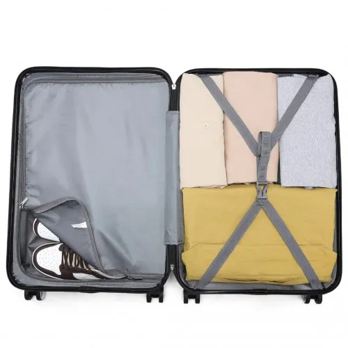 Kono ABS Sculpted Horizontal Design 3 Piece Luggage Set - Nude | Durable & Stylish Travel Suitcase Set