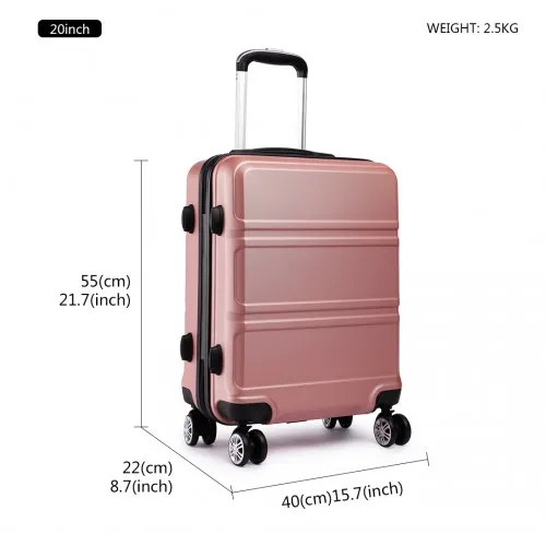 Kono ABS Sculpted Horizontal Design 3 Piece Luggage Set - Nude | Durable & Stylish Travel Suitcase Set