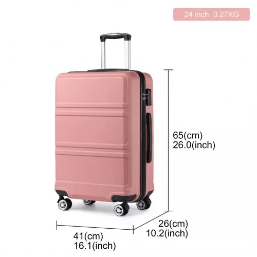 Kono ABS Sculpted Horizontal Design 3 Piece Luggage Set - Nude | Durable & Stylish Travel Suitcase Set