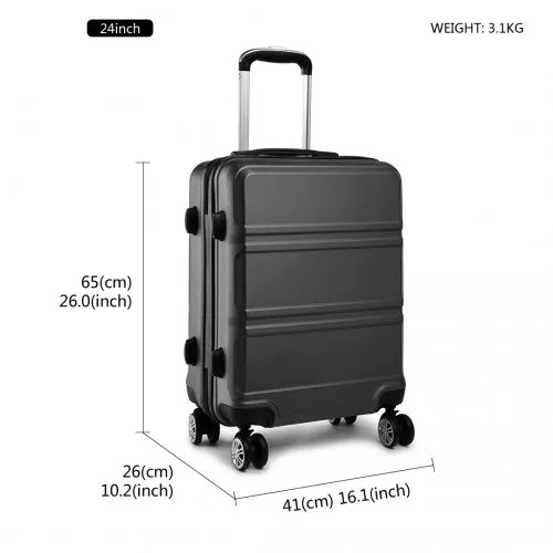 Kono ABS Sculpted Horizontal Design 3 Piece Suitcase Set - Grey | Durable & Stylish Luggage