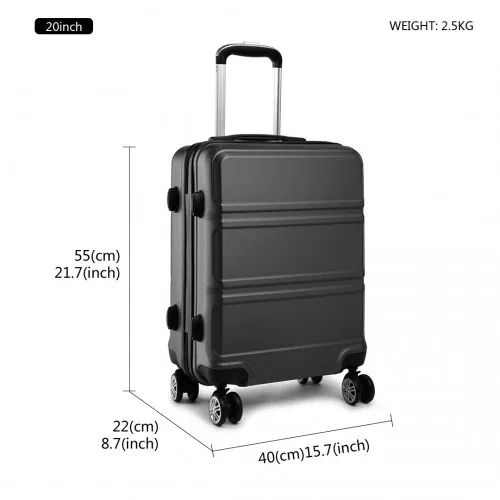 Kono ABS Sculpted Horizontal Design 3 Piece Suitcase Set - Grey | Durable & Stylish Luggage