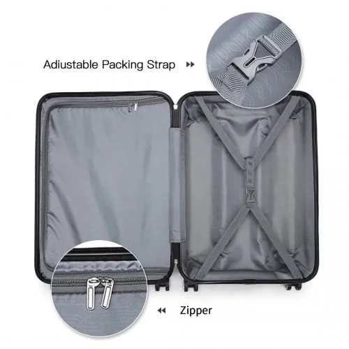 Kono ABS Sculpted Horizontal Design 3 Piece Suitcase Set - Grey | Durable & Stylish Luggage