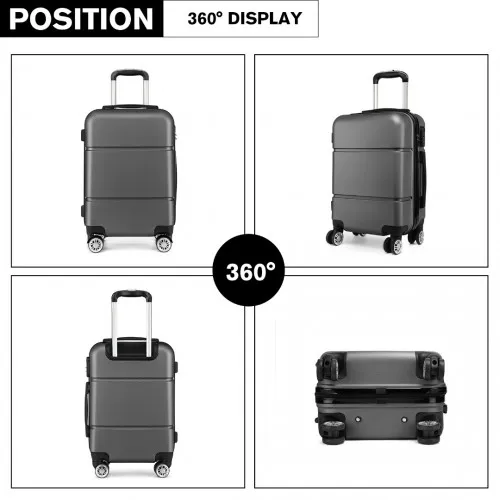 Kono Hard Shell ABS Carry On Suitcase 20 Inch - Grey | Light, Durable, Secure