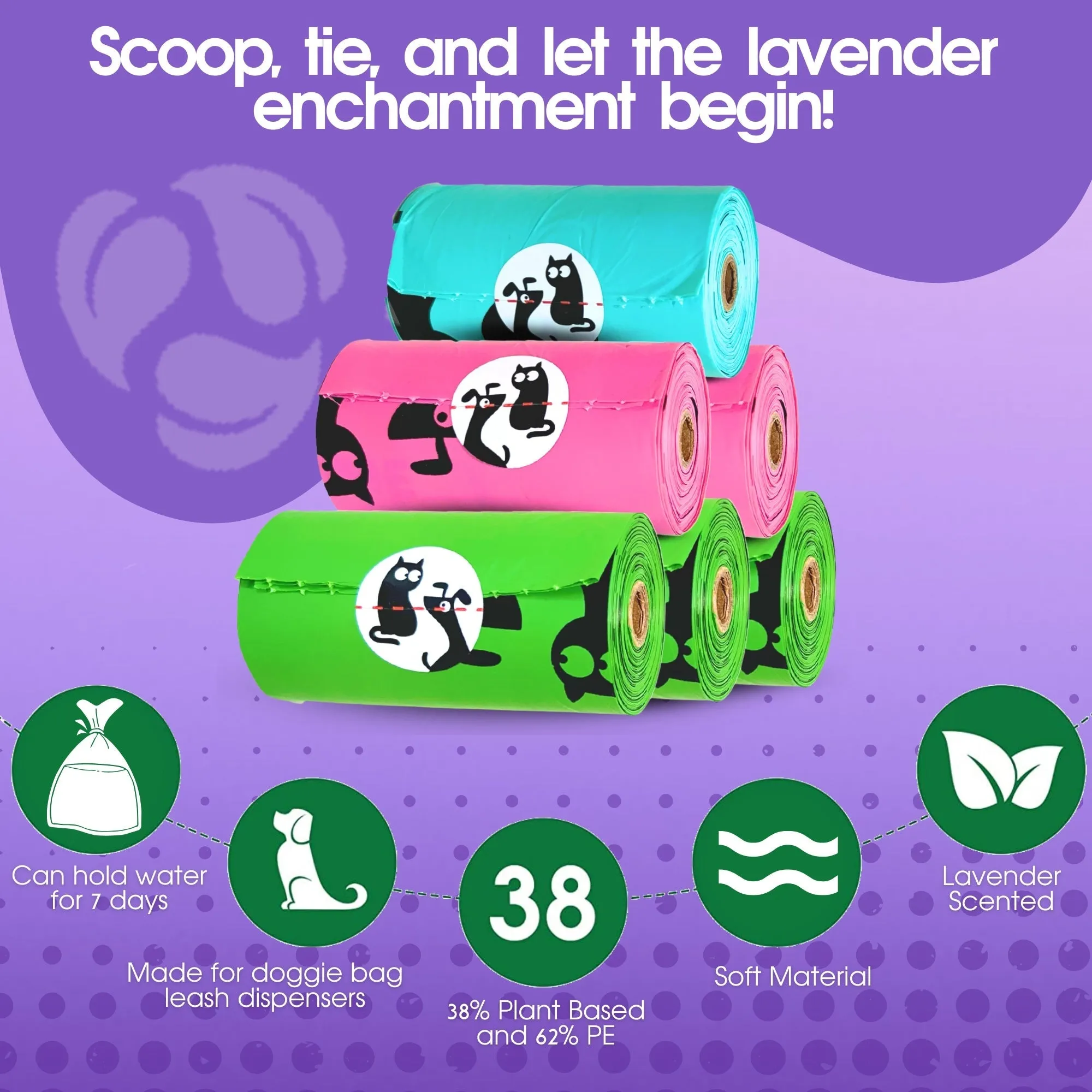 Lavender-Scented Colorful Doggy Bags 720