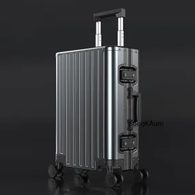 LeTrend Luxurious Rolling Luggage 100% Aluminium Trolley Solid Travel Bag 20/24 Inch Women Boarding Carry On Suitcases Trunk