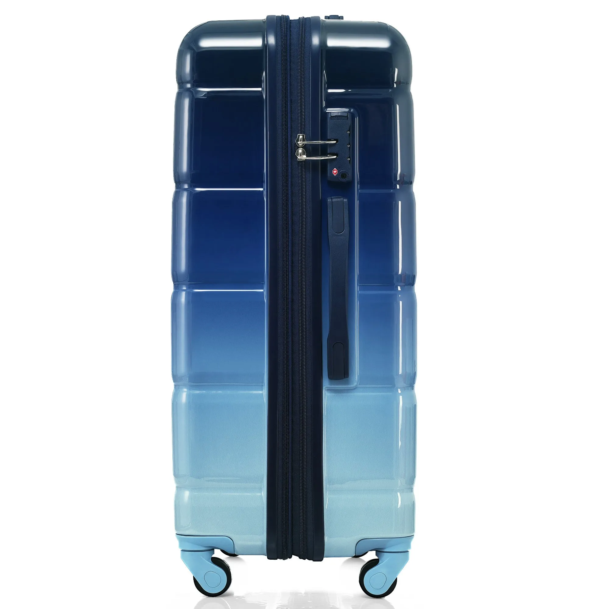 Luggage Set of 3, 20-inch with USB Port, Airline Certified Carry-on Luggage with Cup Holder, ABS PC Hard Shell Luggage with Spinner Wheels, Gradient Blue