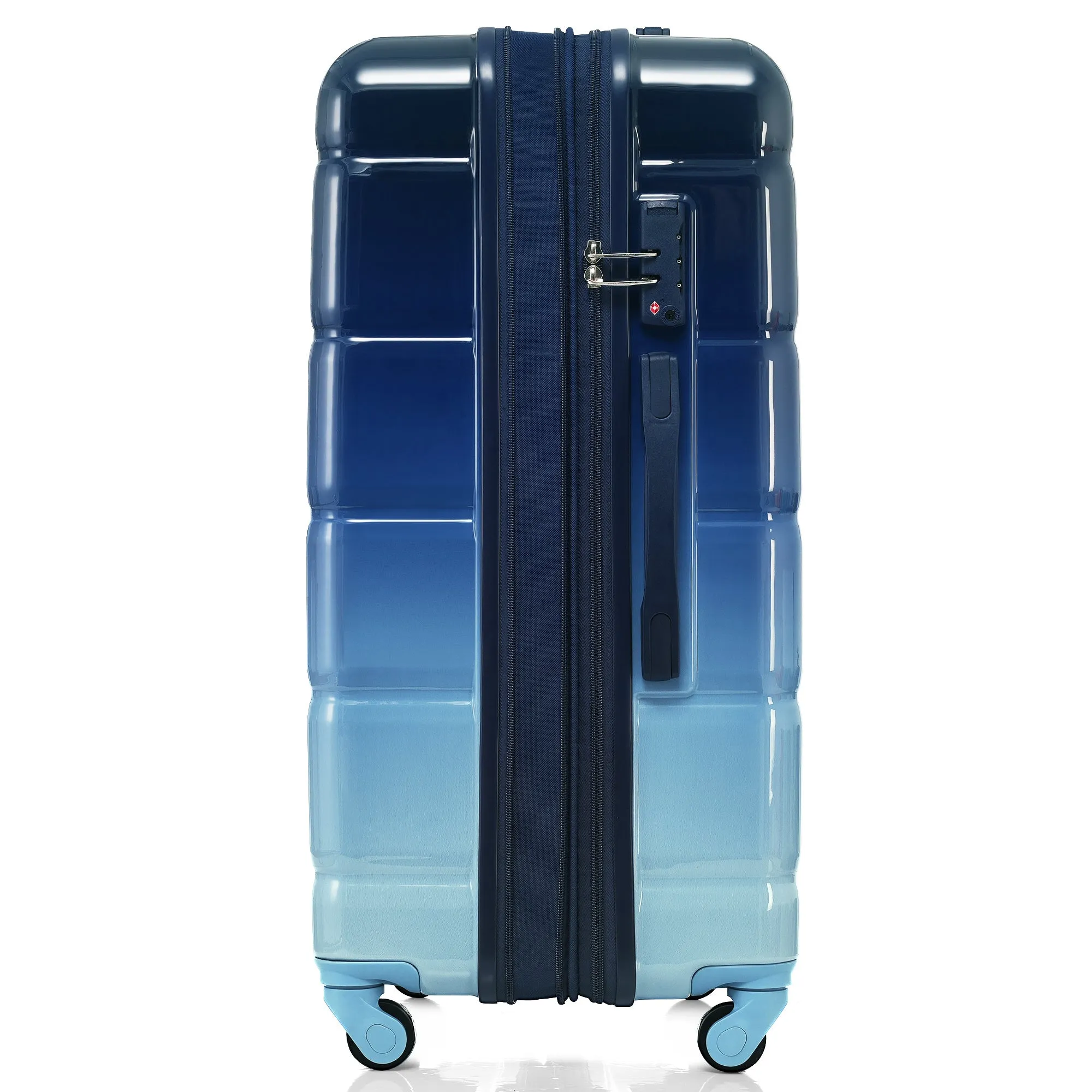 Luggage Set of 3, 20-inch with USB Port, Airline Certified Carry-on Luggage with Cup Holder, ABS PC Hard Shell Luggage with Spinner Wheels, Gradient Blue