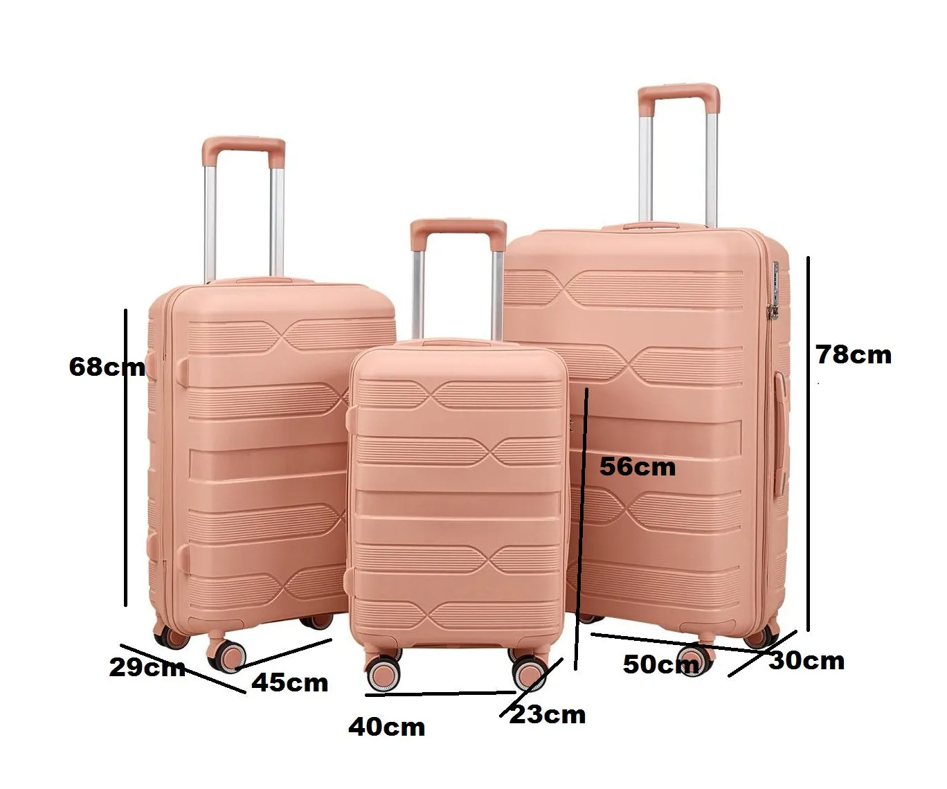 Maroon Carry-On Hard Luggage Suitcase 3Pcs Sets on 4Wheels Oxford Luggage 3007