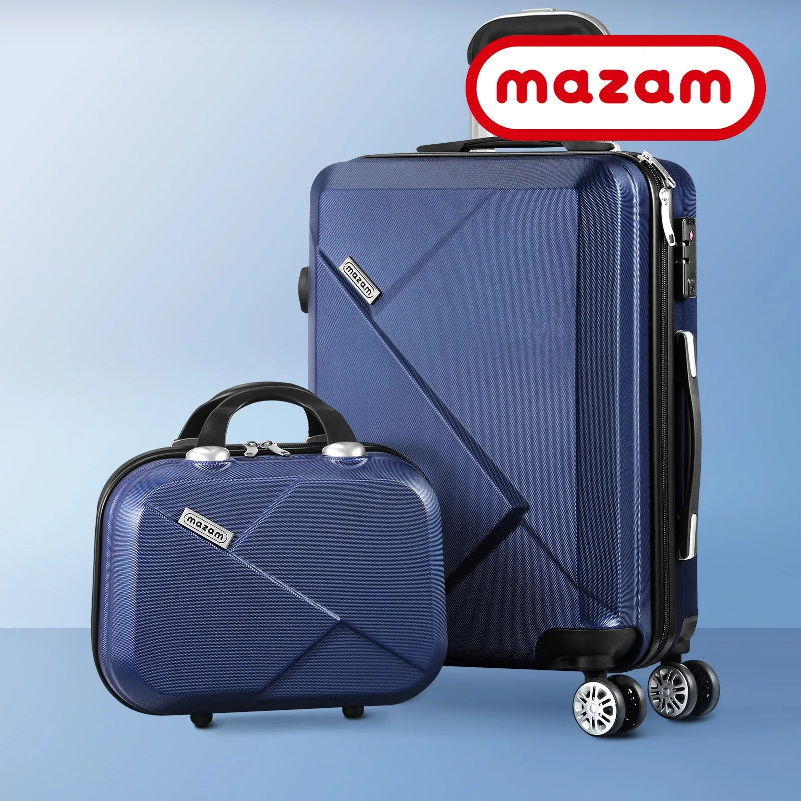 Mazam 2PCS Luggage Suitcase Trolley Set Travel TSA Lock Storage Hard Case Navy