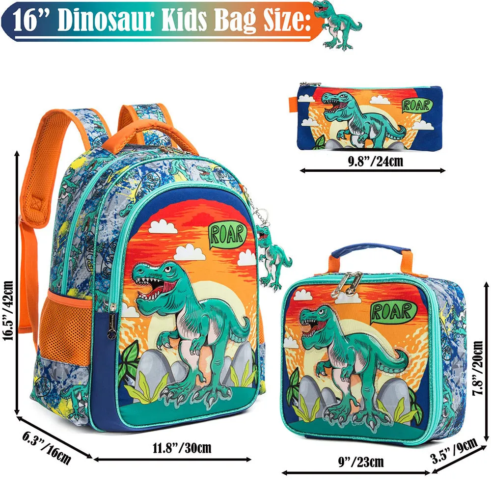 (NET) New Style School Bags Boys Astronautr Backpack School Bookbag for Boys Kids School Dinosaurs Kids Backpack  set 3 pcs / 11401-3