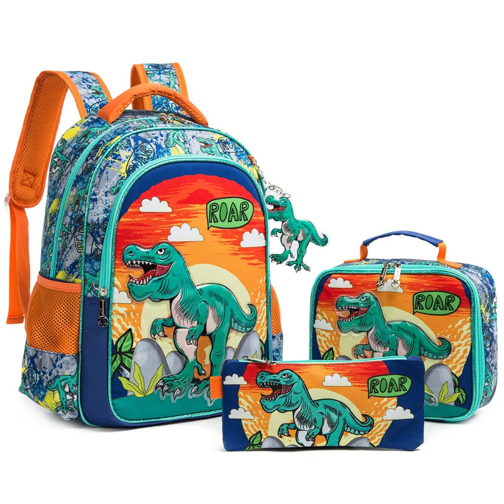 (NET) New Style School Bags Boys Astronautr Backpack School Bookbag for Boys Kids School Dinosaurs Kids Backpack  set 3 pcs / 11401-3