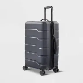 Open Story Hardside Medium Checked Luggage Hardshell Spinner Suitcase, Gray