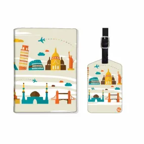 Passport Cover Holder Travel Case With Baggage Tag - Paris City