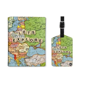 Passport Cover Holder Travel Case With Luggage Tag - Let's Explore Map