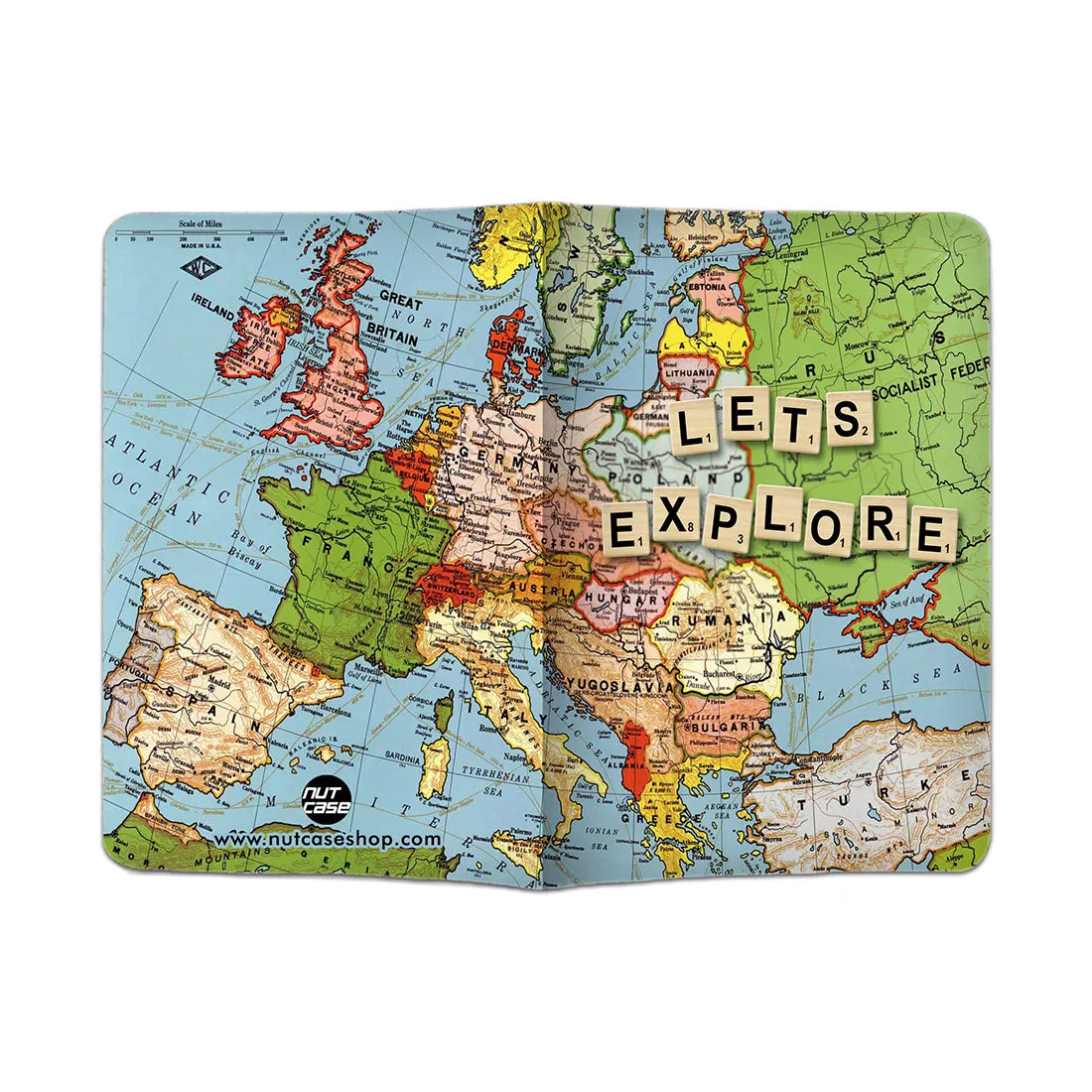 Passport Cover Holder Travel Case With Luggage Tag - Let's Explore Map