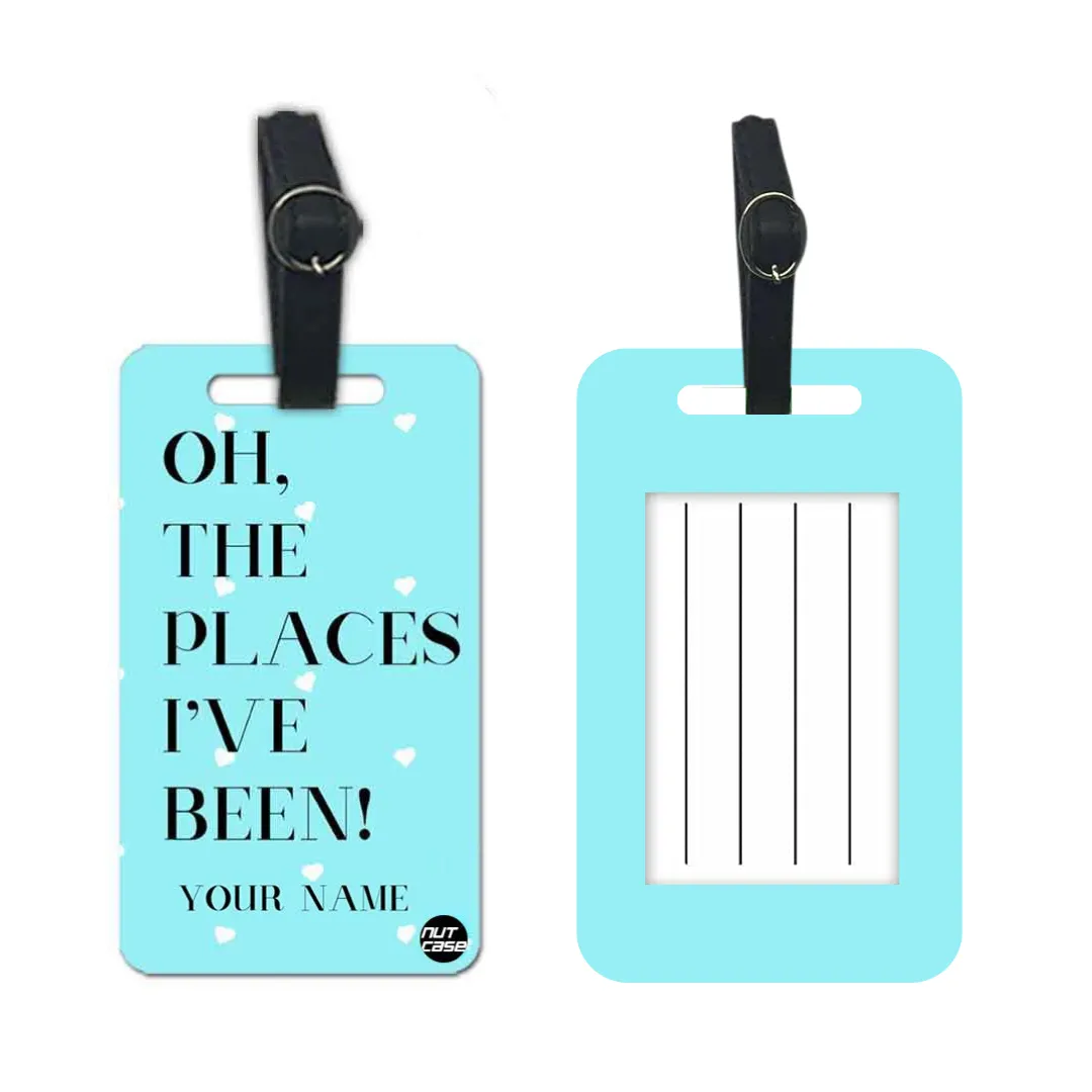 Personalized Passport Cover Travel Luggage Tag - Oh The Places Blue