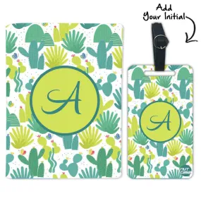 Personalized Passport Cover With Name Suitcase Tag- Cactus Art