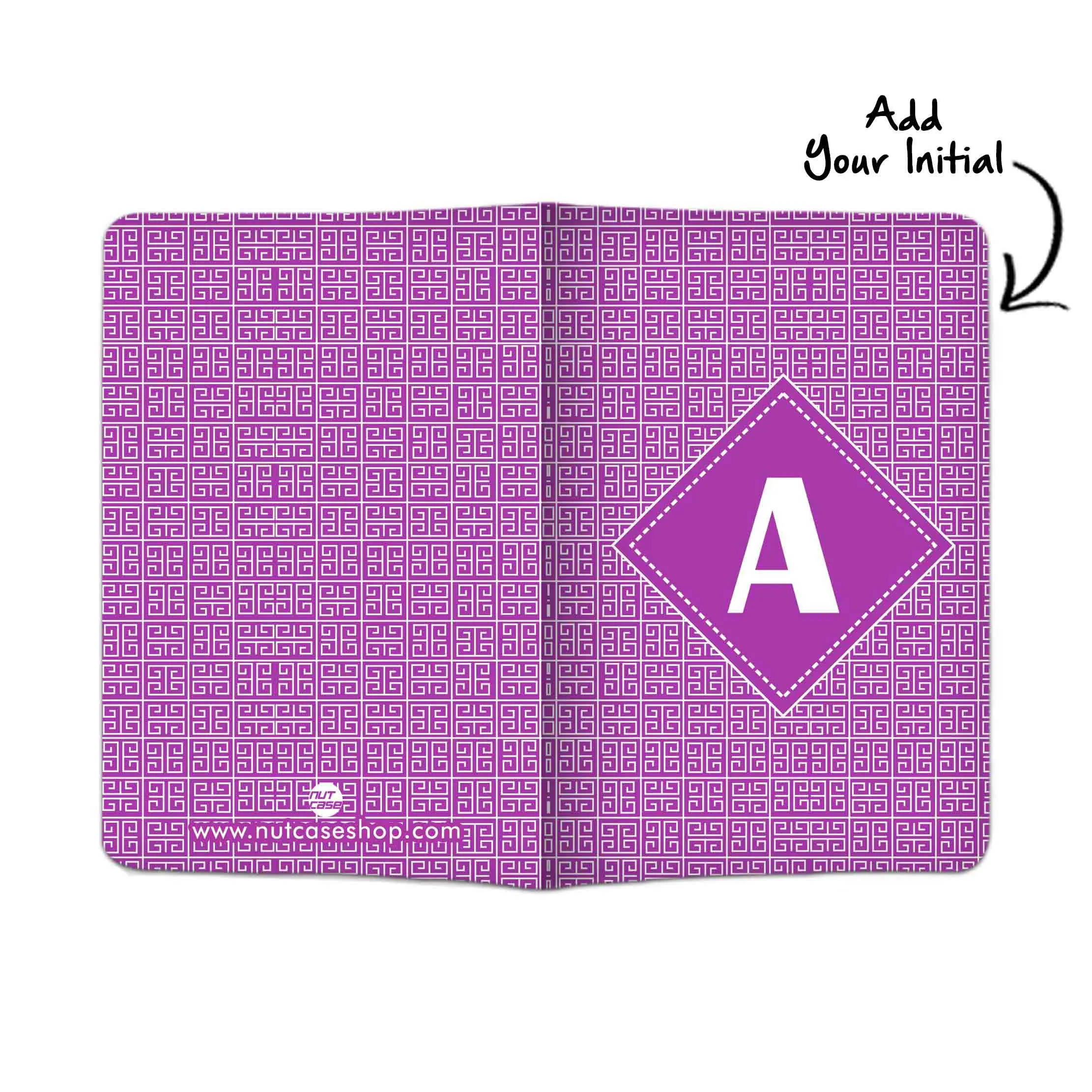 Personalized Passport Cover With Name Suitcase Tag- Purple Pattern