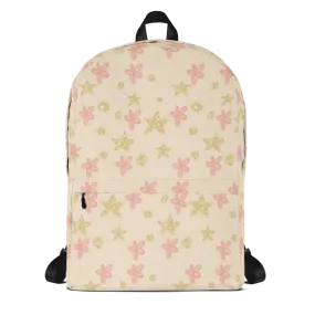 Pink Flowers Gold Stars Backpack