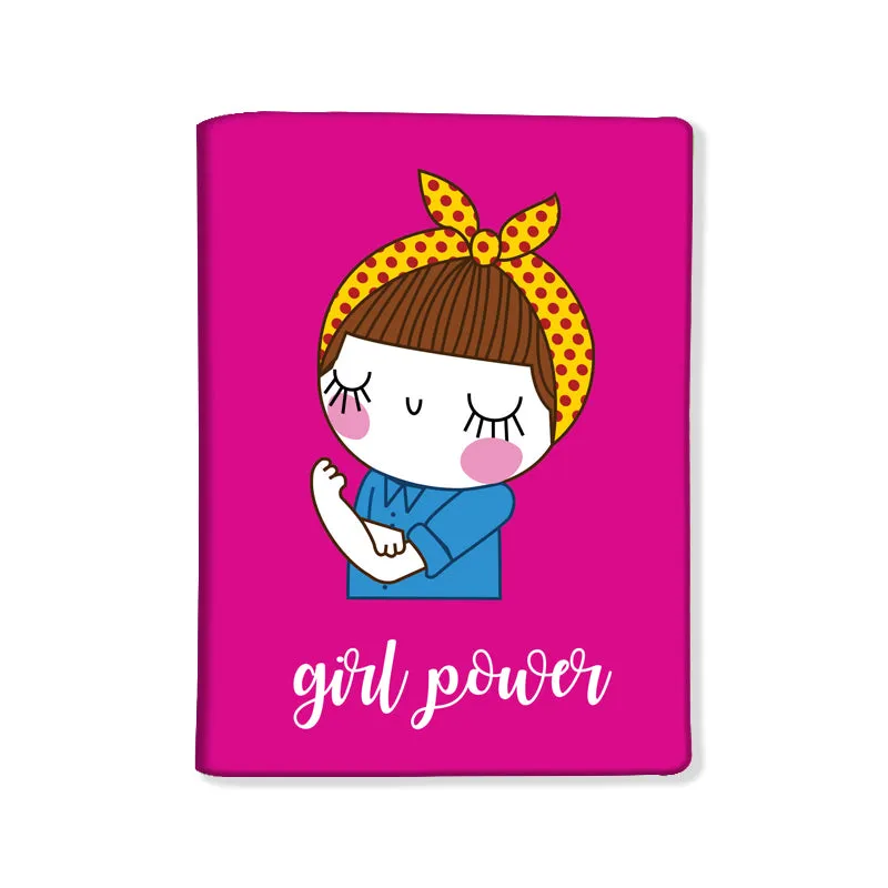 Pink Passport Holder Cover Travel Case with Single Baggage Tag - Girl Power