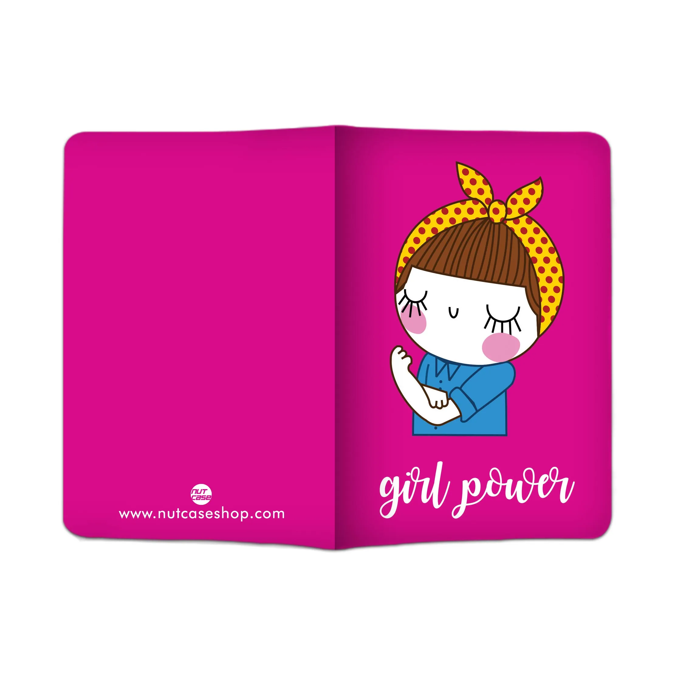 Pink Passport Holder Cover Travel Case with Single Baggage Tag - Girl Power