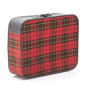 Plaid Black Luggage Set - Red