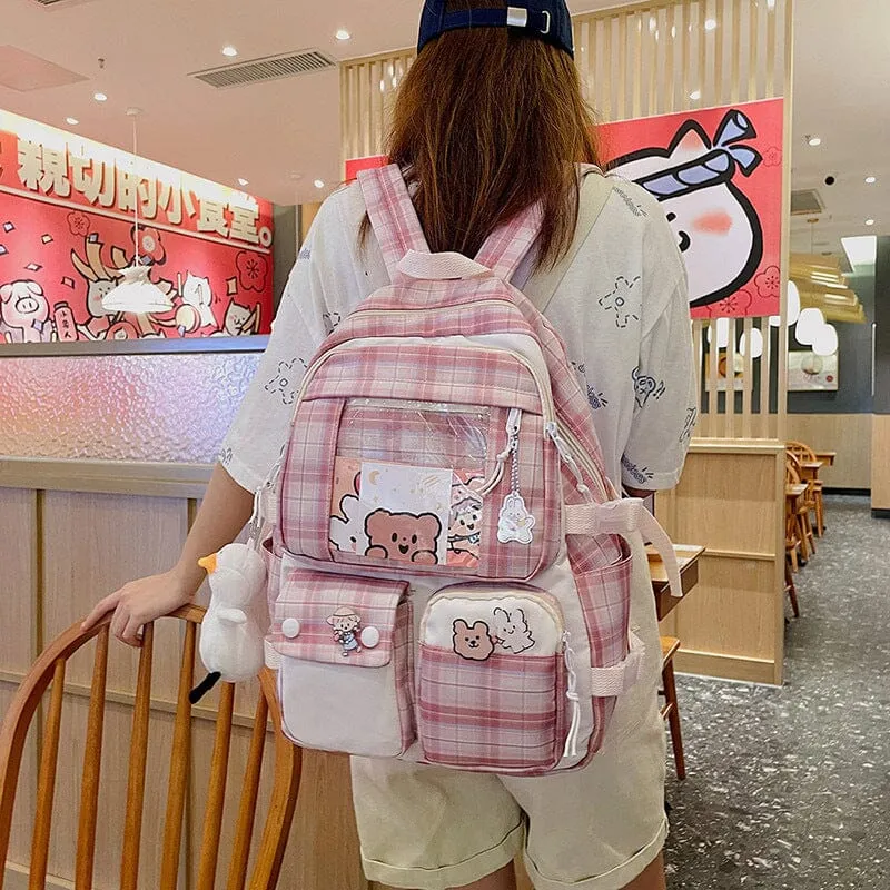 Pretty Plaid and Colorful Multi Zipper Large Backpacks