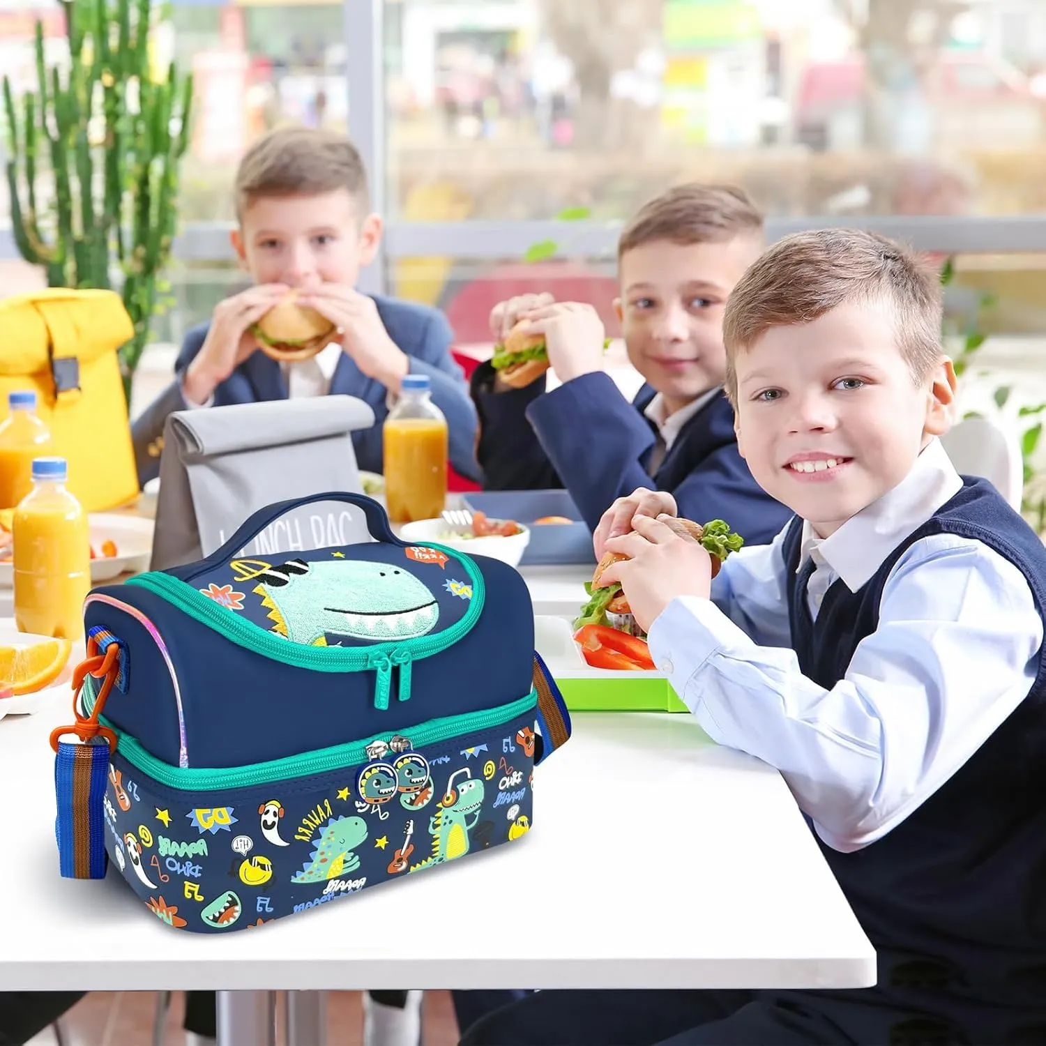 PRODUCTS DOUBLE DECKER COOLER INSULATED LUNCH BAG FOR BOYS&GIRLS&MEN&WOMEN WITH ADJUSTABLE STRAP LUNCH BAG FOR SCHOOL