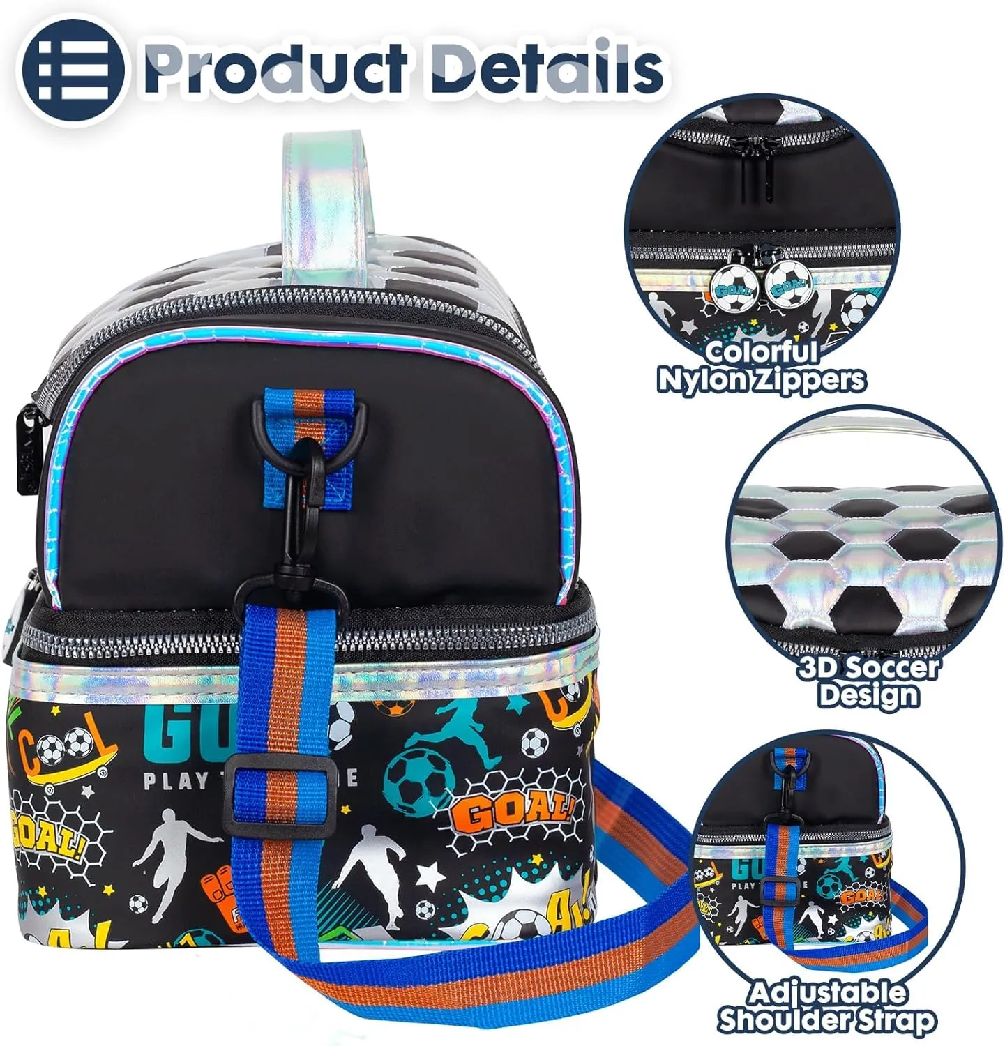 PRODUCTS DOUBLE DECKER COOLER INSULATED LUNCH BAG FOR BOYS&GIRLS&MEN&WOMEN WITH ADJUSTABLE STRAP LUNCH BAG FOR SCHOOL