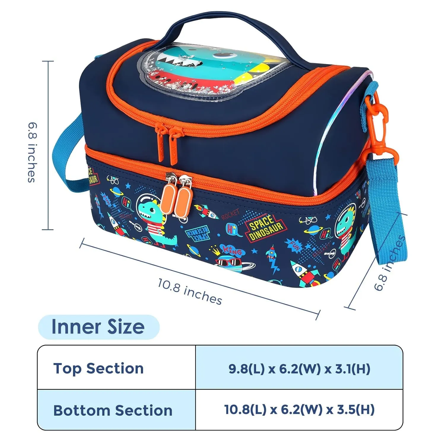 PRODUCTS DOUBLE DECKER COOLER INSULATED LUNCH BAG FOR BOYS&GIRLS&MEN&WOMEN WITH ADJUSTABLE STRAP LUNCH BAG FOR SCHOOL