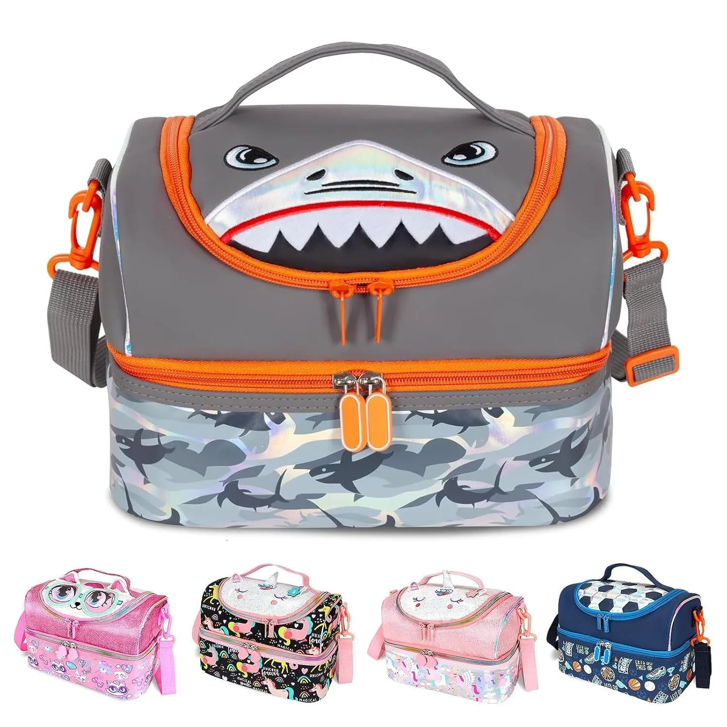 PRODUCTS DOUBLE DECKER COOLER INSULATED LUNCH BAG FOR BOYS&GIRLS&MEN&WOMEN WITH ADJUSTABLE STRAP LUNCH BAG FOR SCHOOL