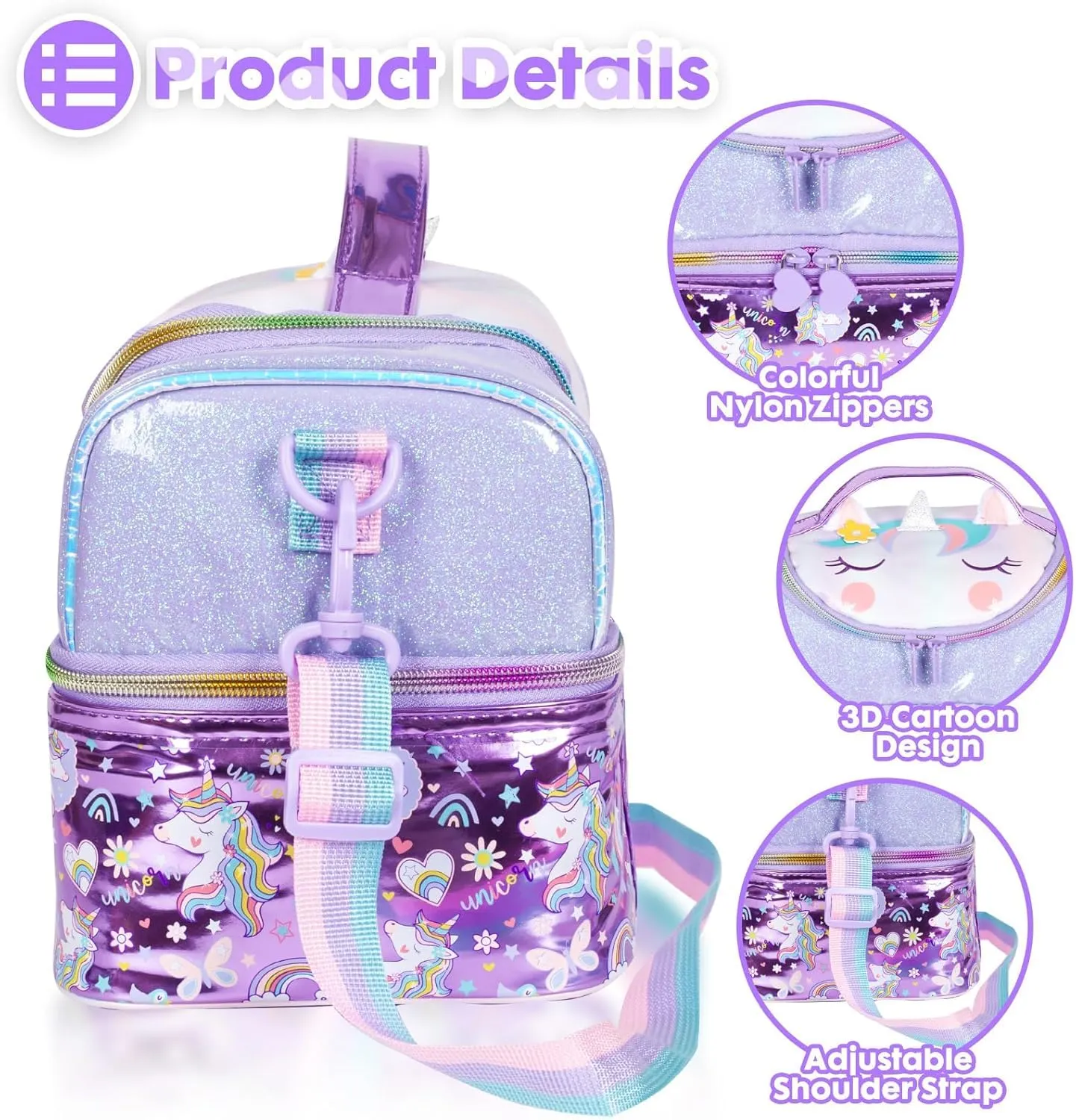 PRODUCTS DOUBLE DECKER COOLER INSULATED LUNCH BAG FOR BOYS&GIRLS&MEN&WOMEN WITH ADJUSTABLE STRAP LUNCH BAG FOR SCHOOL