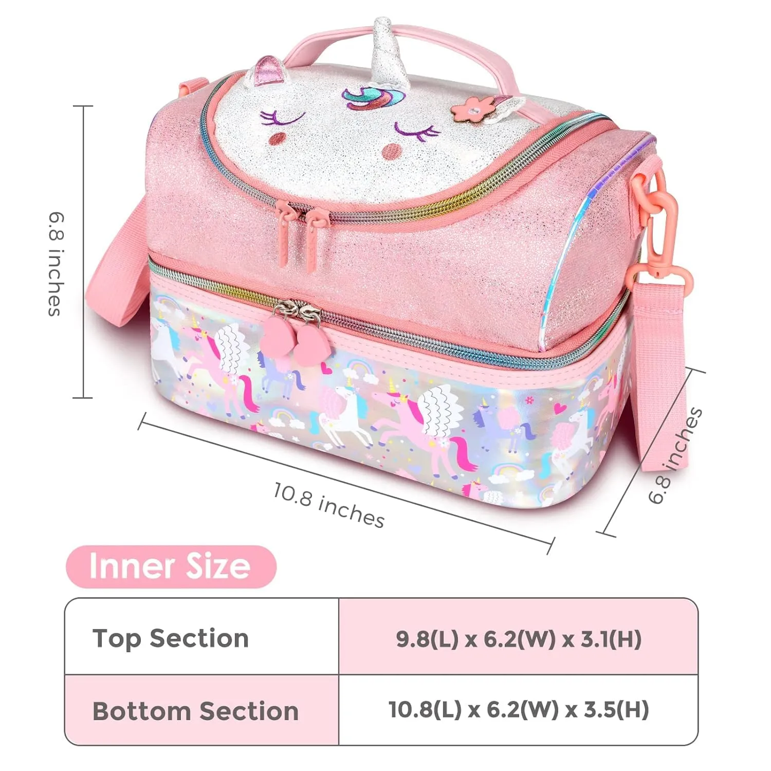 PRODUCTS DOUBLE DECKER COOLER INSULATED LUNCH BAG FOR BOYS&GIRLS&MEN&WOMEN WITH ADJUSTABLE STRAP LUNCH BAG FOR SCHOOL