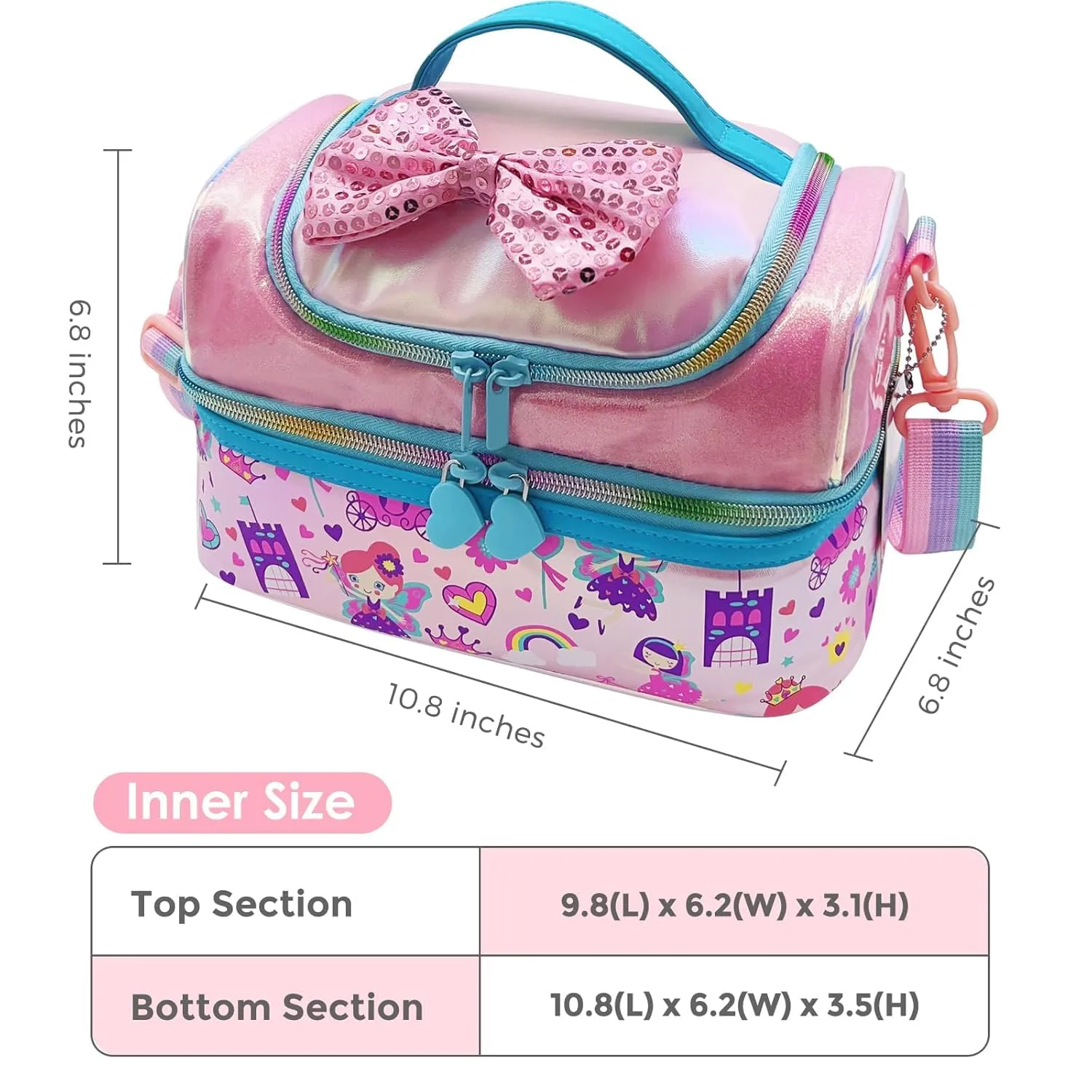 PRODUCTS DOUBLE DECKER COOLER INSULATED LUNCH BAG FOR BOYS&GIRLS&MEN&WOMEN WITH ADJUSTABLE STRAP LUNCH BAG FOR SCHOOL