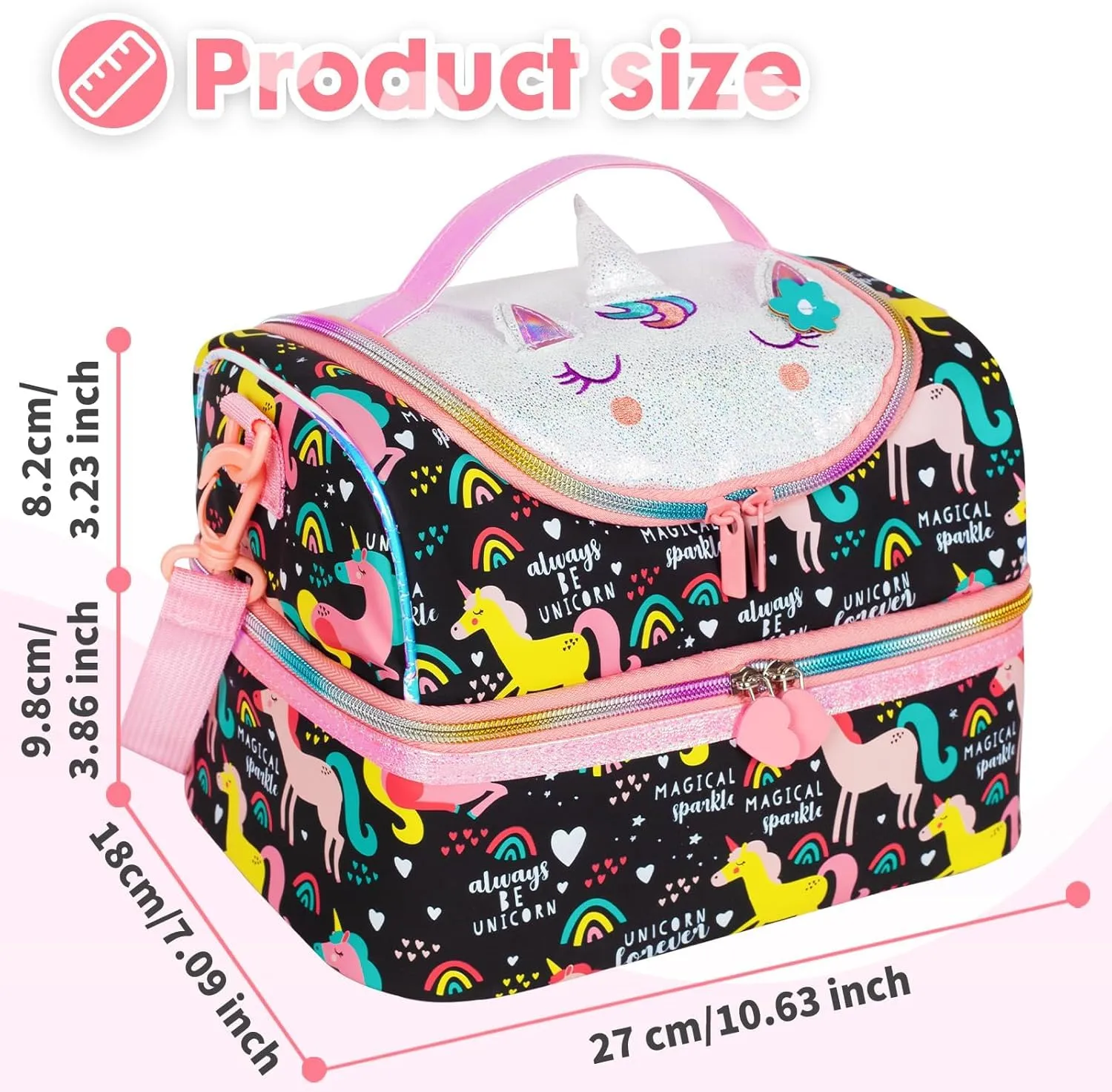 PRODUCTS DOUBLE DECKER COOLER INSULATED LUNCH BAG FOR BOYS&GIRLS&MEN&WOMEN WITH ADJUSTABLE STRAP LUNCH BAG FOR SCHOOL