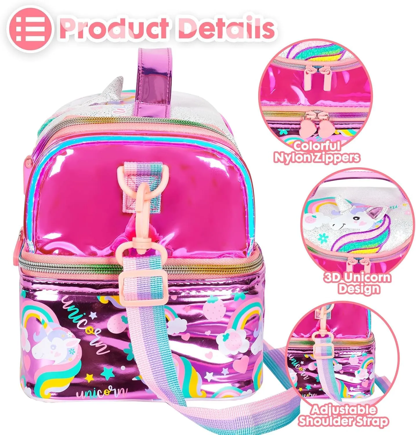 PRODUCTS DOUBLE DECKER COOLER INSULATED LUNCH BAG FOR BOYS&GIRLS&MEN&WOMEN WITH ADJUSTABLE STRAP LUNCH BAG FOR SCHOOL